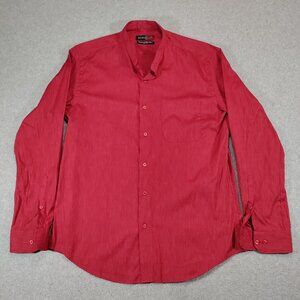 Peter England Slim Fit Red Button Down Shirt Mens 42cm Cotton Blend